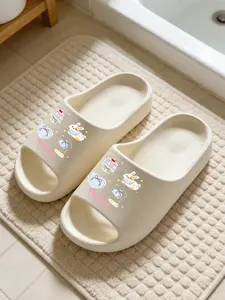 1 Pair Bunny Cake Dessert Themed Printed Thick Sole Slippers, Cute Girl Style, Non-slip Soft Sole, Indoor & Outdoor Dual-use, Open Toe Slides, Casual Slippers