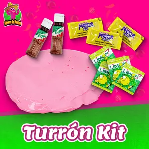 Turron Kit - Includes 4oz Turron, 2 Mini Tajin, 3 Chamoy Packets, 4 Limon7, Sweet and Tangy Nougat Mexican Candy Honey Snack Bonbon Dulce Mexicano