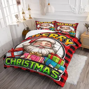 Anti-Wrinkle Iron-Free Christmas Quilt Set, Twin Size Bedding Kit (includes 1 Quilt, 1/2 Core Pillowcase), Full Size Decorative Bedding