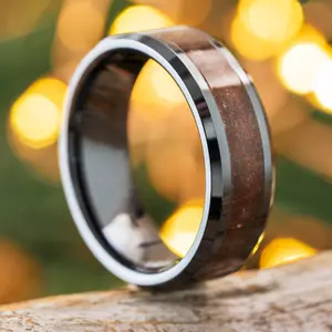 Dinosaur Fossil & Black Ceramic Ring