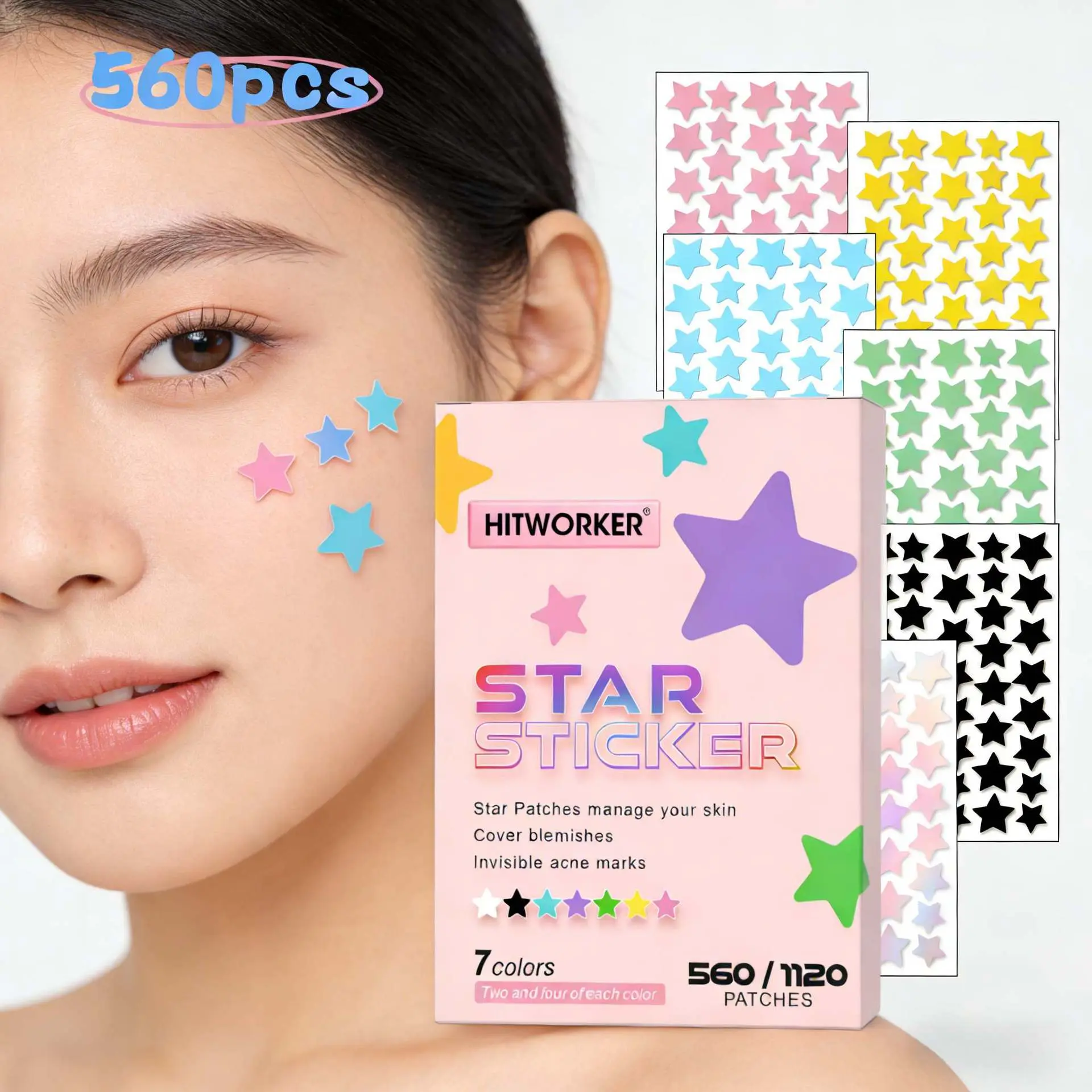 Facial Hydrocolloid Acne Patches, Blemish Patches, Cute Star-Shaped Acne Pimple Patch, Alcohol-Free, Odorless, Gentle and Non-Irritating Acne Spot Stickers, Acne Clearing Products for All Skin Types #GLOBAL PICKS