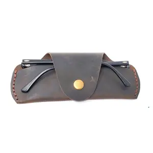 MyMesken Soft Leather Glasses Case- Slim Eyeglass Sleeve Case- Protective Sunglass Case for Men and Women- Retro Design Eyewear Case (Black)