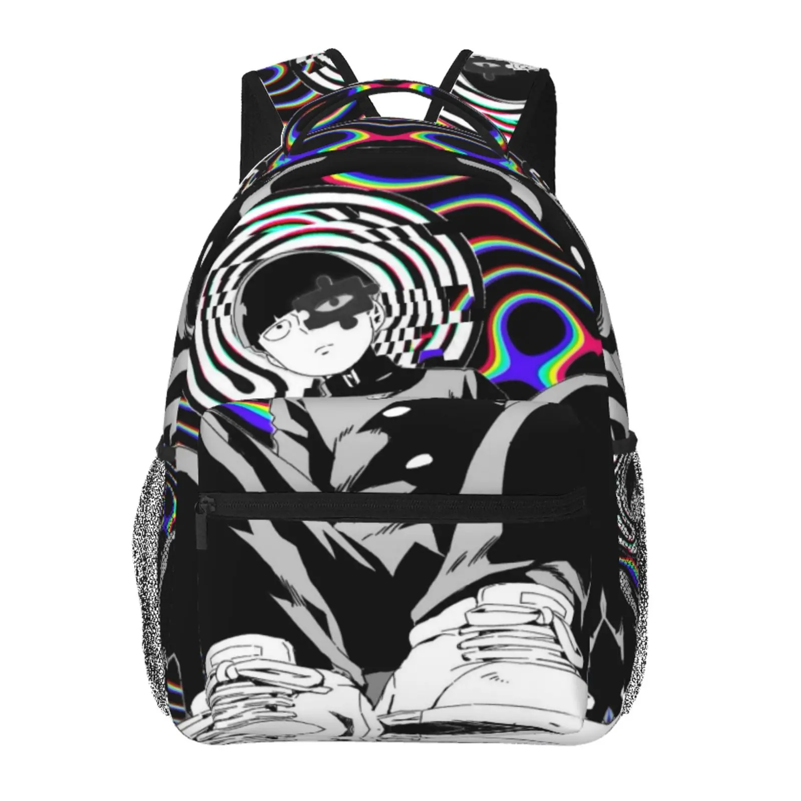 Mob Psycho 100 Backpack Water Resistant Reusable Large Capacity Daypack with Sturdy Zipper Mob Psycho 100 School Outdoor Travel and Hiking Backpack