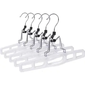 10 Pack  Skirt  - Thin Space Saving Pant  Set with Clamp, Shorts  with Heavy Duty Locking Clasp, Multipurpose Jean  Set - White