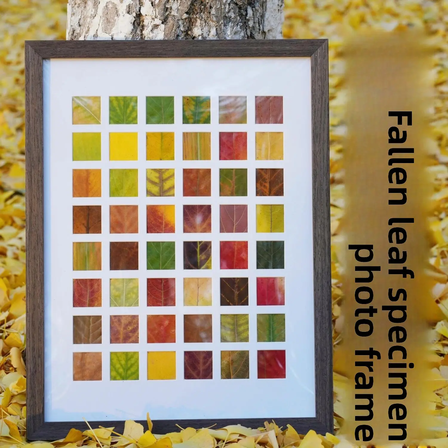 DIY Handmade Leaf-Shaped Hand-Painted Photo Frame - 16/24 Square Holes Scrapbooking Craft, Wall Mount Decorative Piece for All Ages