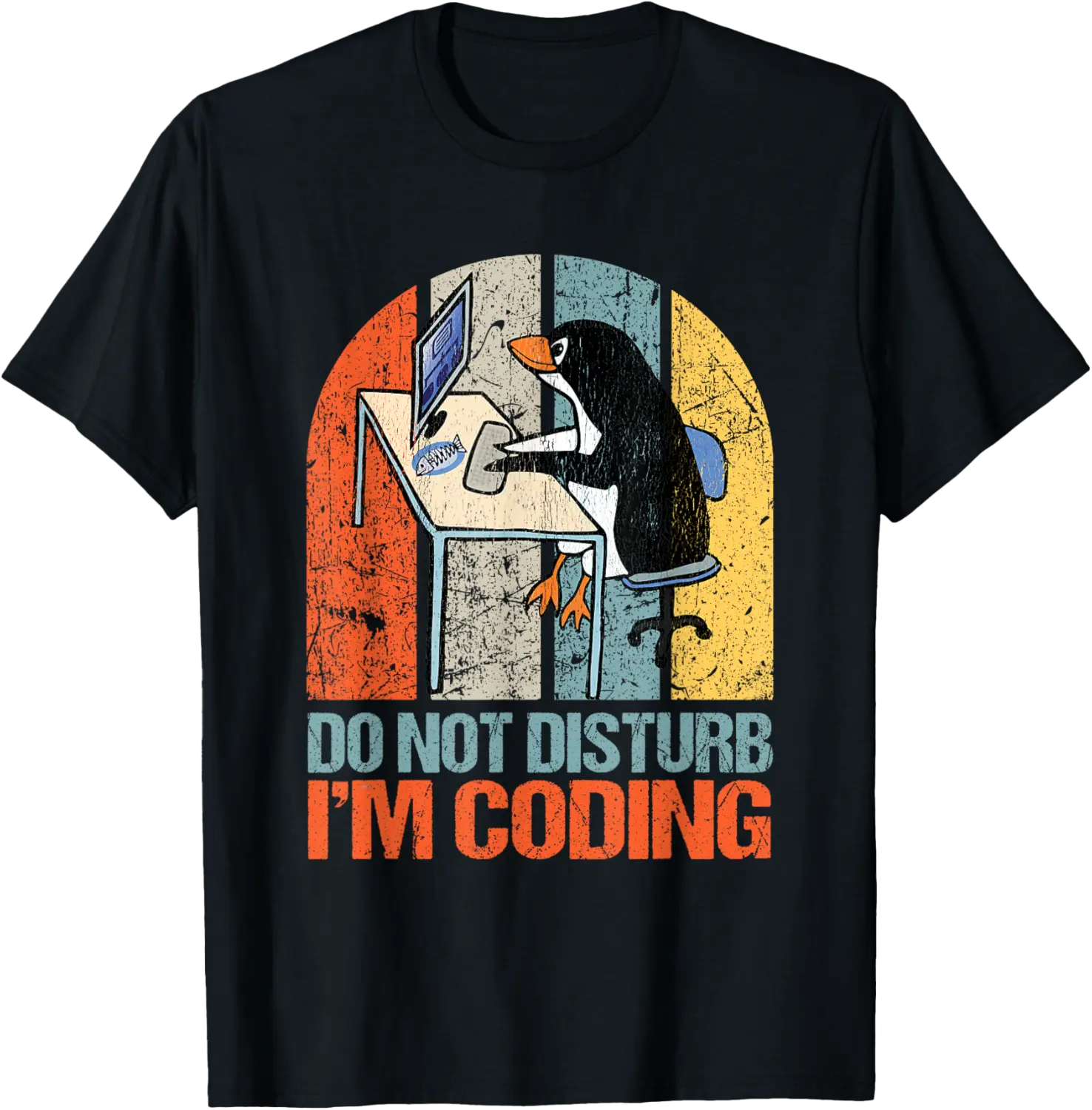 Do Not Disturb I'm Coding Programmer Retro Developer Penguin T-Shirt - Autumnsc Shop 88B097STQ5WX