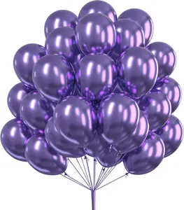 PartyWoo Metallic Purple Balloons 50pcs 12 Inch Chrome Purple Latex Helium Balloons for Mardi Gras Graduation Wedding Bachelorette Baby Shower Anniversary Birthday Party Decorations Purple-G105