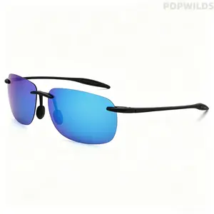 Unisex Frameless Polarized Sunglasses, stylish trendy eyewear for men and women. UV protection fishing goggles, lightweight comfortable fit, effective glare blocking, perfect for outdoor sports, driving, fishing and daily casual wear