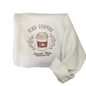 Embroidered Iced Coffee Sweatshirt, Coffee Club Unisex Sweatshirt