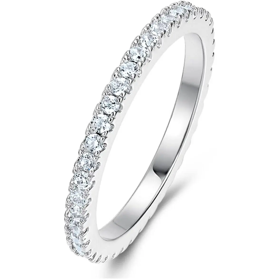 GEMSME Eternity Band Cubic Zirconia Wedding Engagement Promise Eternity Ring  for Women R-0003