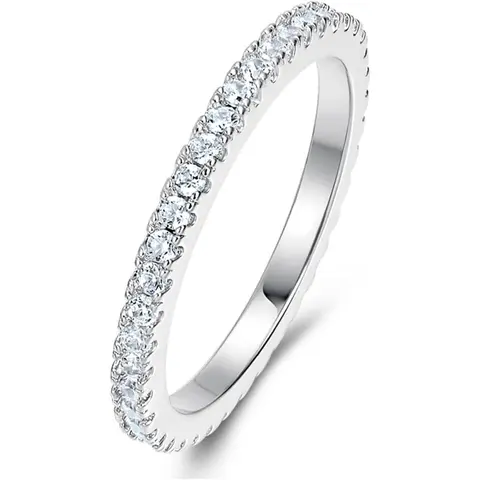 GEMESME Women's AAA+ CZ Ring Set - 2 mm Gold-Plated 3-Color Stackable Eternity Bands, Cubic Zirconia Accessories, Diamond-Like Glow Jewelry, Size 5-10, Elegant Choice for Engagements, Wedding Statements