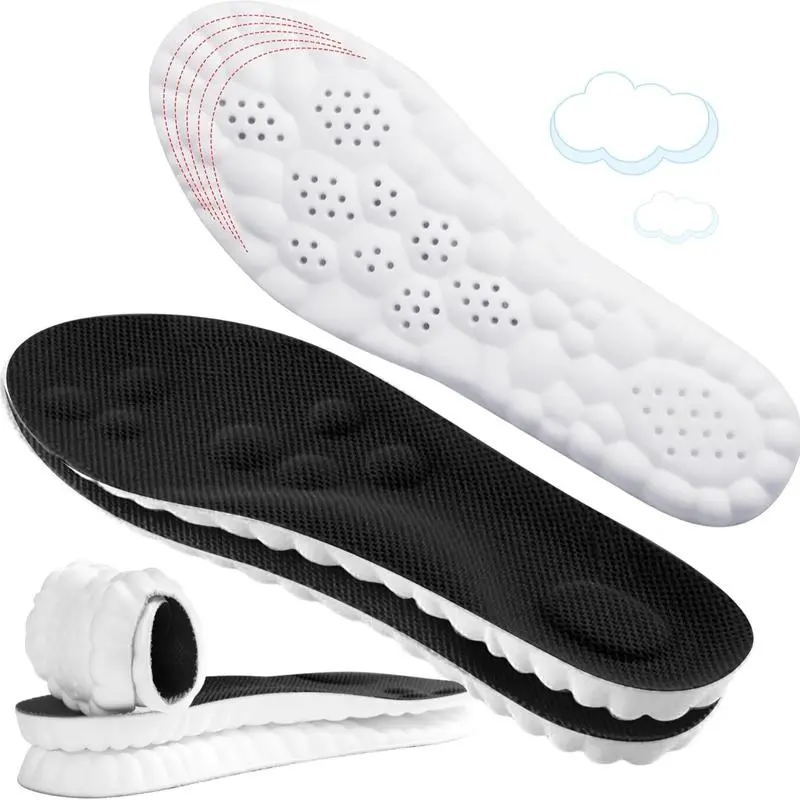 Breathable 4D Cloud Cushion Memory Foam Insoles, Soft Shock Absorbing Inserts for Men Women, Heel Support Cuttable Pads for Gym Shoes, Work Boots, Hiking, Office, and Long-Distance Use