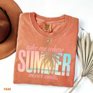 Take Me Where Summer Never Ends Comfort Colors T-Shirt - Beach Tee, Summer Graphic T-Shirt, Coastal Aesthetic Gift for Her