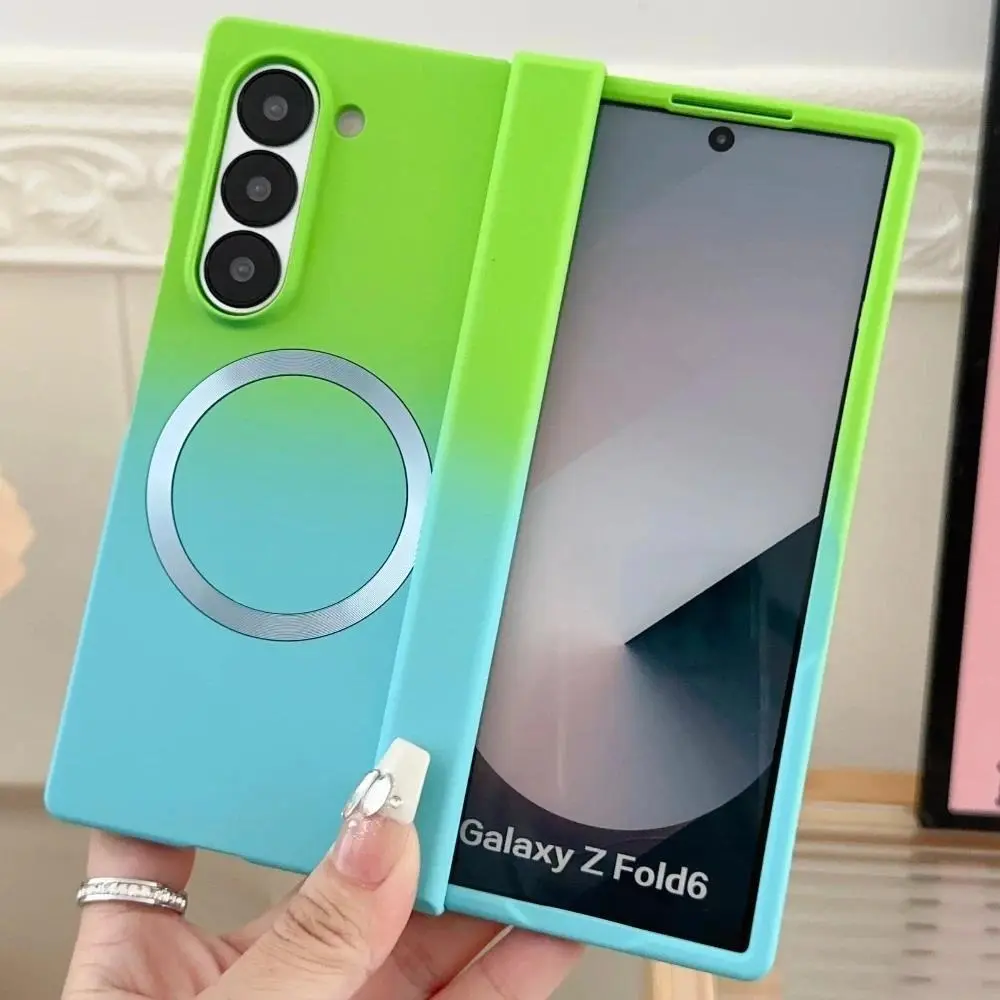 Magnetic for Samsung Galaxy Z Fold8 7 6 5 4 Case Hinge Protection & Luxury Cute Gradient Desgin, Compatible with MagSafe Full Body Slim Fit Hard PC Anti-Scratch Shockproof Cover