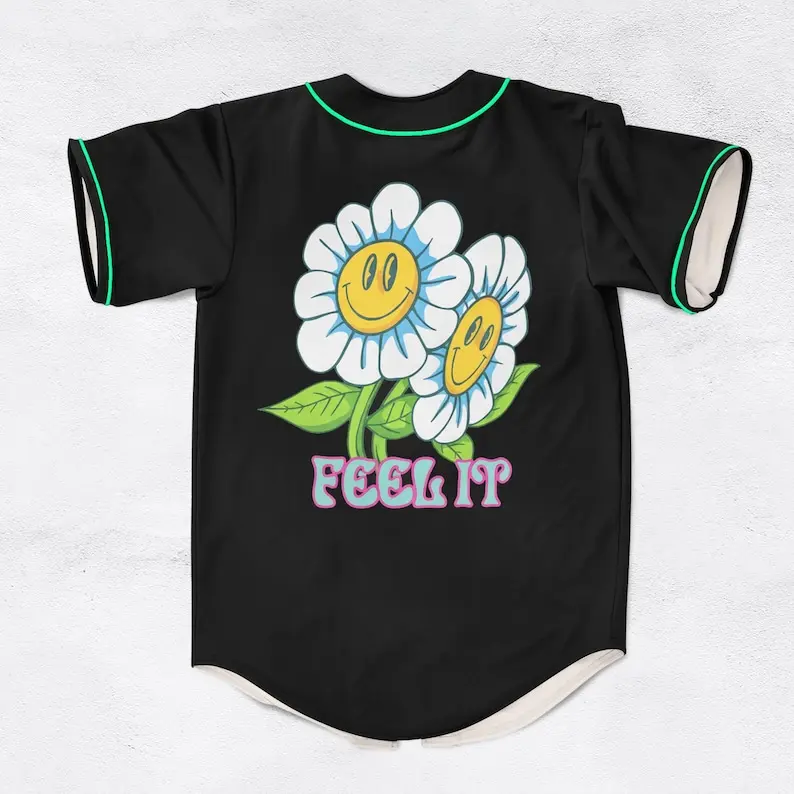 Alleycvt Feel It Baseball Jersey – Daisy Flower Rave Outfit Shirt