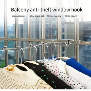 1pc Home Student Dorm Bedside Balcony Anti-Theft Window Clothes Hook Storage Rack, Wall Hooks for Dormitory Upper Bunk Bed Head Hanging Organizer, Space Saving Organizer