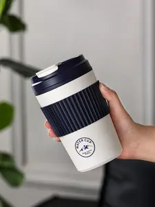 Coffee mugs Water Cup Insulated Stainless Steel Coffee Tumbler - Navy Blue & White Design Stainless Steel Vacuum InsulatedCoffee Cup, 1 Count Portable Leakproof WaterBottle, Drinking Cup for Home Office OutdoorCamping Travel- Perfect for On-the-Go Coffee