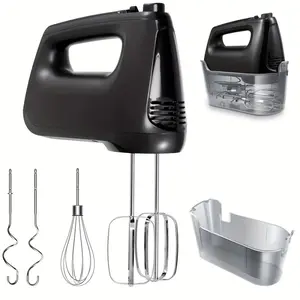 Hand Mixer, Handheld Mixer with Storage Case 5-Speed Plus Turbo Hand Mixer Electric with 5 Stainless Steel Attachments(2 Beaters, 2 Dough Hooks And 1 Whisk