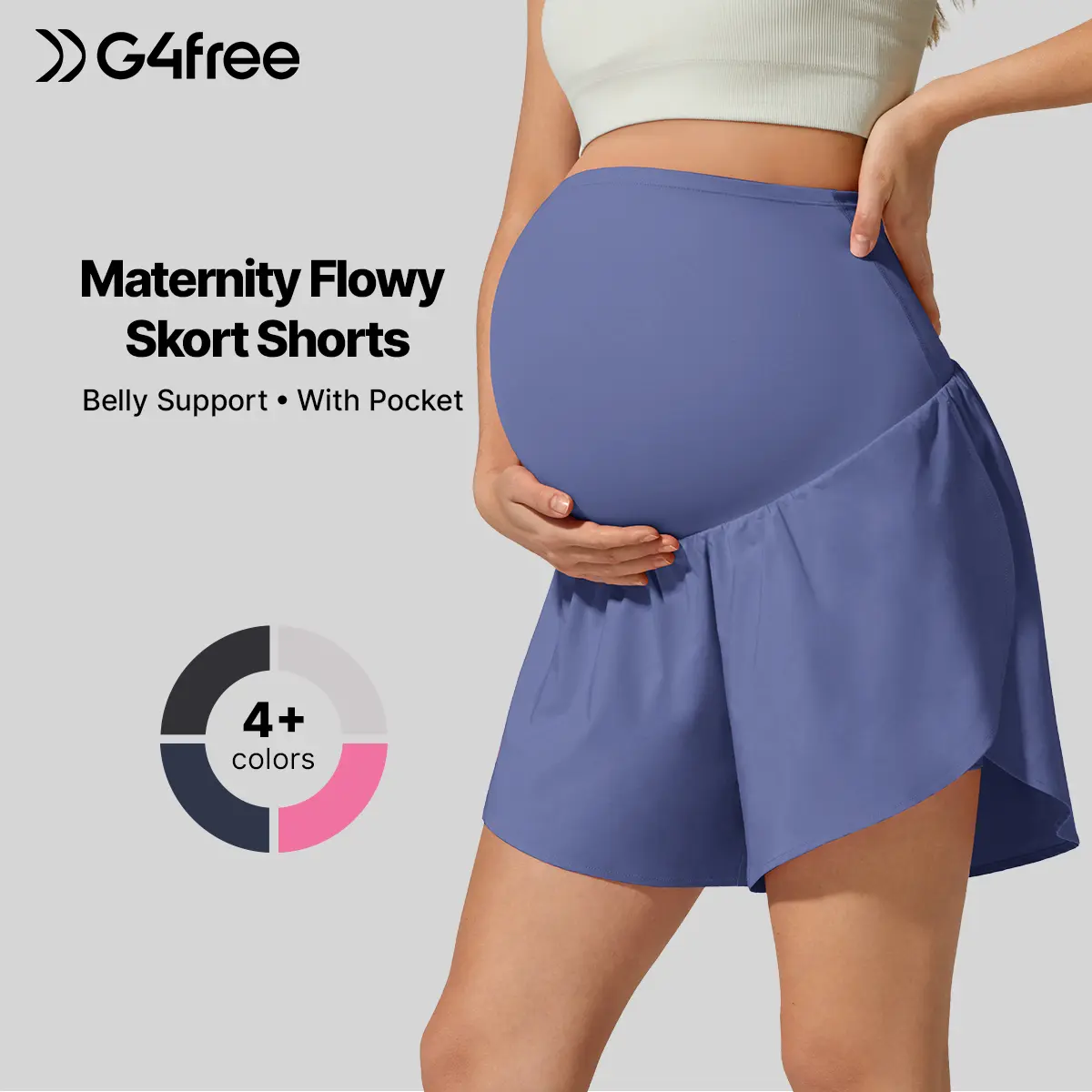 G4Free Chillwhisp Maternity Flowy Shorts for Women Pregnancy Skort with Pocket Built-in Brief Liner