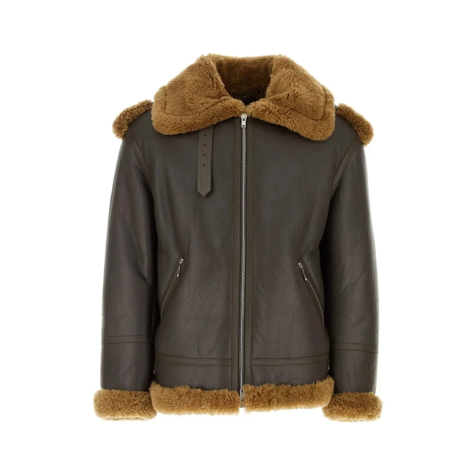 Brown B3 Bomber Leather Sherpa Jacket