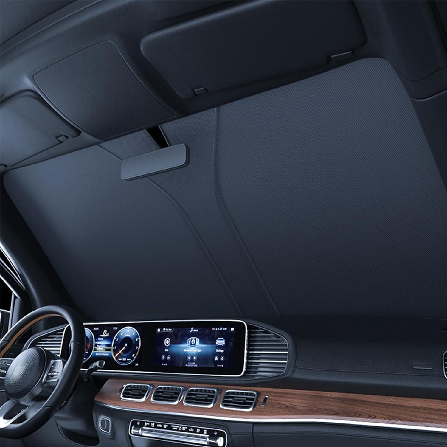 Holographic Car Sun Shade for Windshield, 240T Foldable Heat Insulation Shade with Laser Reflective Coating, Fits Sedan SUV