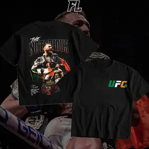 FIELDS Men's UFC 329 Black Conor McGregor T-Shirt, The Notorious UFC Graphic Tee, UFC MMA Shirt, Gift for Fighters, Sports Apparel