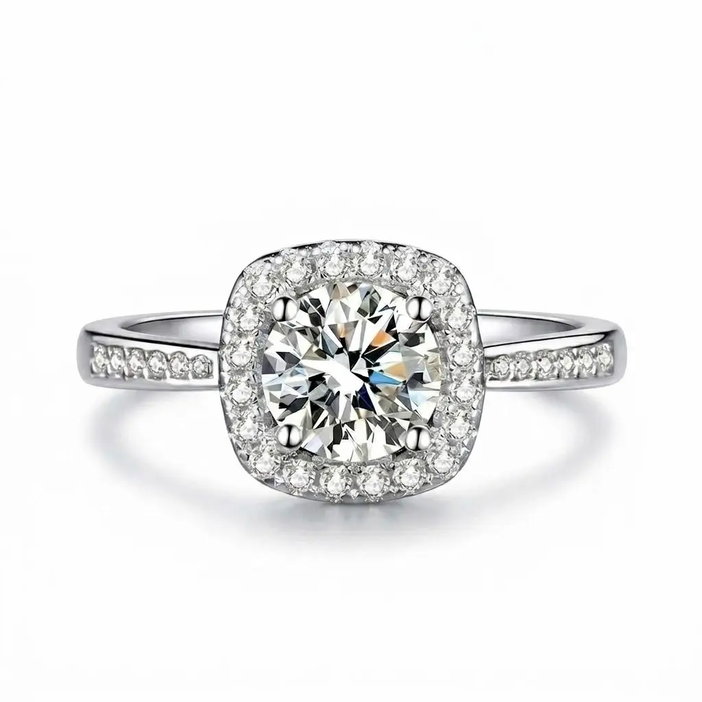 (Princess) 925 Sterling Silver Synthetic Moissanite Ring-s925 sterling silver, sterling silver ring, moissanite ring, moissanite engagement ring, engagement ring, elegant ring, jewelry ring, solitaire ring, bridal ring, anniversary ring
