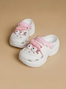 Women's Black-Purple Cartoon Big Eye Platform Clogs: Adjustable Heel Strap 2-Way Wear, 3-In-1 Home/Outdoor/Beach Shoes