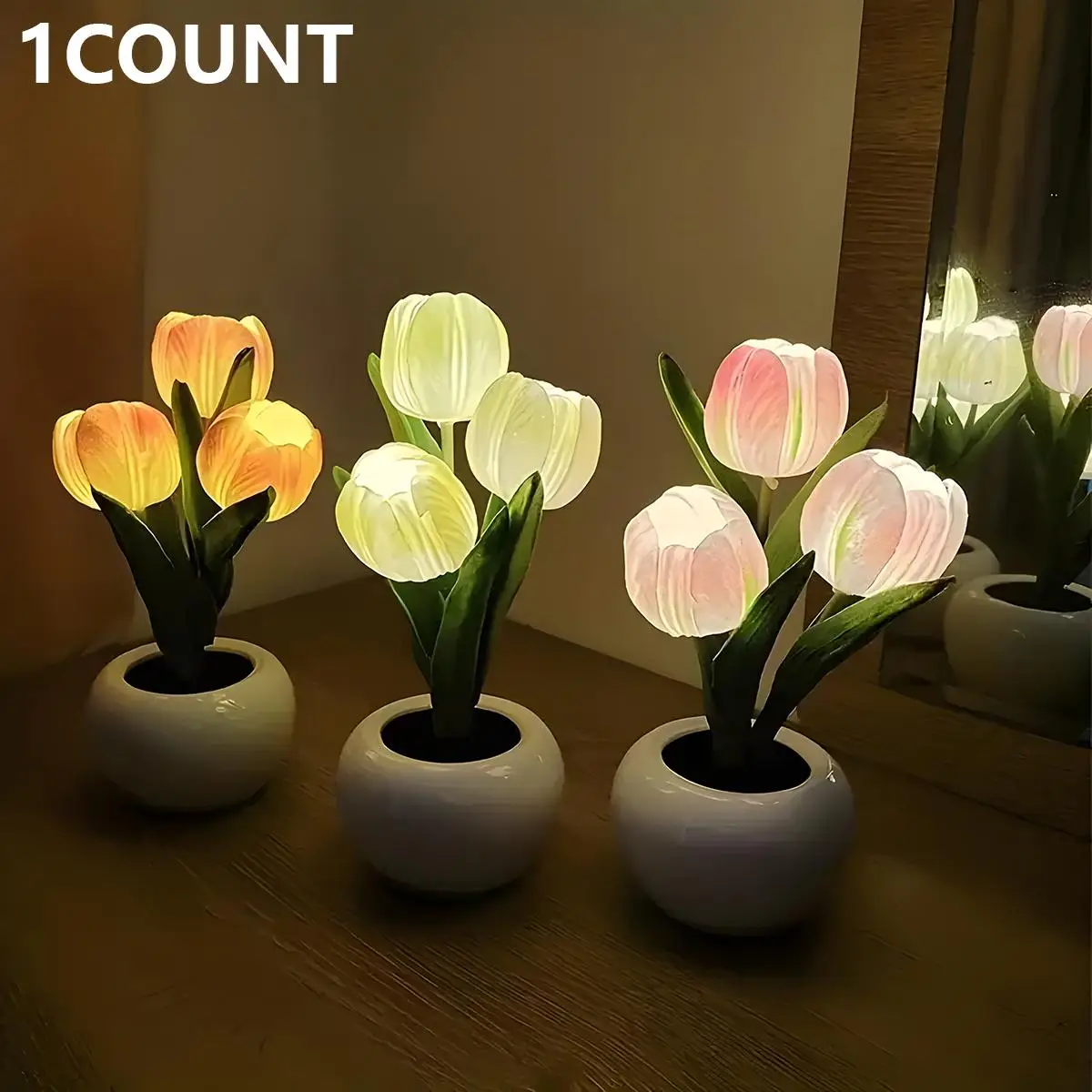 Tulip Lamp LED Simulation Tulip Nightlight with Vase Table Lamp Decoration Suitable for Home, Living Room, Tabletop Decoration, Holiday Gifts, Mood De