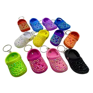 Rhinestone Croc Keychains - Mini Croc Shoe Keychains with Sparkling Rhinestones, Keyring Included, Lightweight & Durable, Perfect for Keys, Purses, Backpacks, or as a Stylish Bag Charm