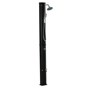 7' Outdoor Solar Heated Shower with 360 Rotating Rainfall & Handheld Shower Head, Foot Shower Faucet, Temperature and Pressure Adjustable, Holds 9.2 Gallons for Backyard Pool