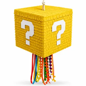 Gaming Mystery Box Piñata – Handmade Glow in the Dark Question Mark Piñata, Pull String, Birthday Party Decoration for Gamers