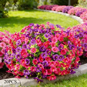 20 Bundles Mixed Colors Artificial Morning Glory Flowers, Decorative Flower Arrangement, Artificial Flower Decorations, Morning Glory UV Resistant, For Home Indoor Outdoor Decor, Front Door Wreath Decoration, Wedding Arrangement, Easter