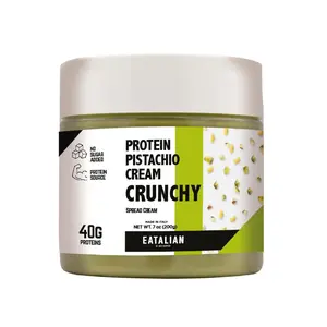 EATALIAN by AMZ BETTER Spreadable Crunchy Pistachio Protein Cream 7 oz/200 gr, Pistachio Cream with Grains, Protein Paste, Sweet Taste, Ideal on Bread and Excellent for Dubai Chocolate, Made in Italy