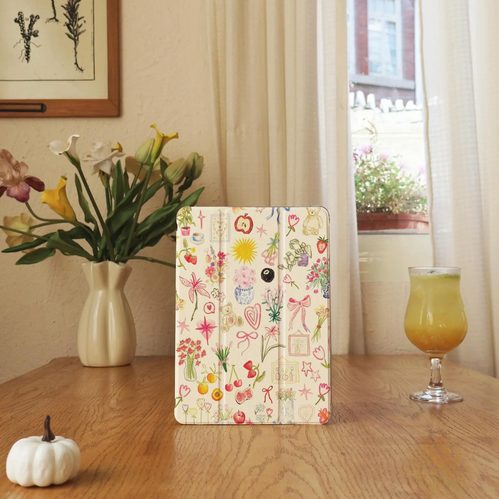 Retro Cute Collection iPad Case with Pencil Slot, Shell & Wireless Accessories - 11/12.9/13in Protection & Resistance Cover for Air7 A16 2025, Pro2024/2022, 10/9/8/7th Gen, Mini5/6/7 (Gift Option)