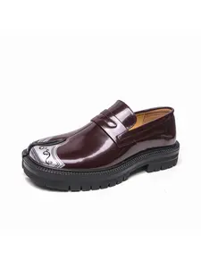 Men's loafers PU thick sole fashionable and personalized retro style split toe casual men's shoes