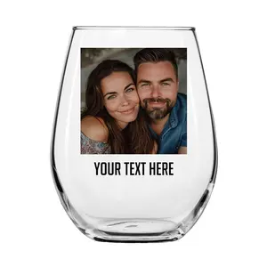 Personalized Wine Glass - Mother's Day Printed 17oz Stemless, Picture Photo Wine Gifts for Mom, Wife, Her - Unique Birthday Custom Wine Glass Personalized Wine Tumbler for Women Celebration Gifts