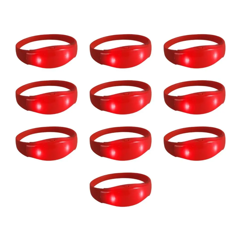 10pcs Glowing Bracelets with Flashing Light Effect Voice Activated Wrist Bands