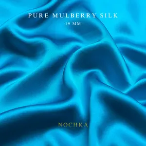 Cyan Blue 100% Pure Mulberry Silk Fabric 19mm Cut-to-Size Silk Fabric
