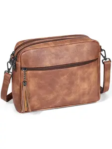 SYTRAH Crossbody Bags for Women, Lightweight Medium Crossbody Purse, Soft Leather Purses for Women Shoulder Handbags with Tassel