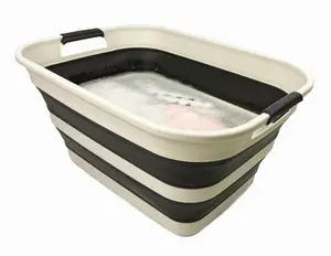 SAMMART 27L (7.1 Gallons) Collapsible Plastic Laundry Basket with Handle- Foldable Pop Up Storage Basket- Space Saving
