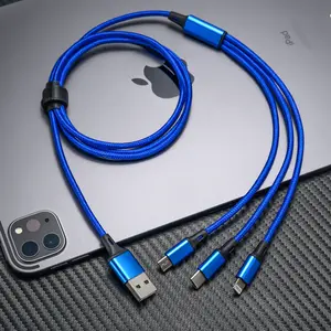 Three-in-one data cable fast charging car three-head multi-charge one-to-three mobile phone charging cable Android Durable