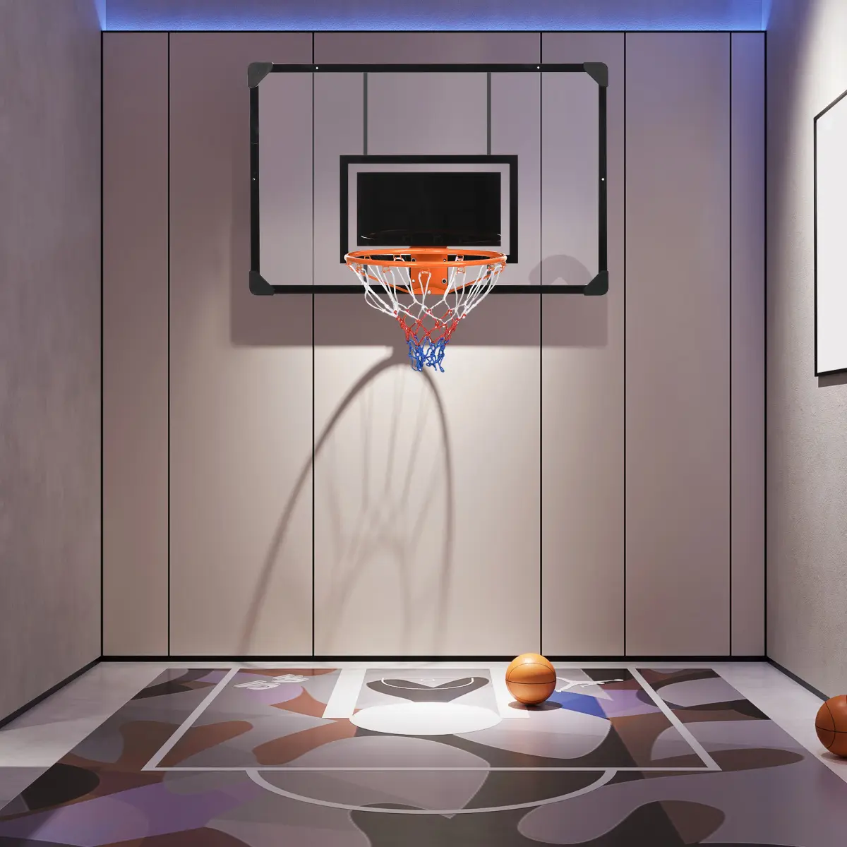[Fahuac] Soozier Wall Mounted Basketball Hoop – 45"x29" Shatter Proof Backboard, Durable Rim & All-Weather Net, Indoor Outdoor Use, Mount on Wall/Roof/Eave/Pole for Home Court