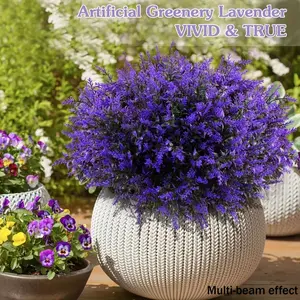 Artificial Lavender 40Pcs Fake Flowers Real Touch Plastic for Home Office Garden Decor Purple Decorative Floral Supplies