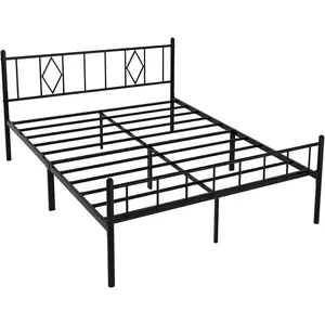 14 Inch  Size Bed Frames with Headboard/Footboard, Under Bed Storage,  Metal Slats Support, No Box Spring Needed, Noise Free, Easy Assembly, Black