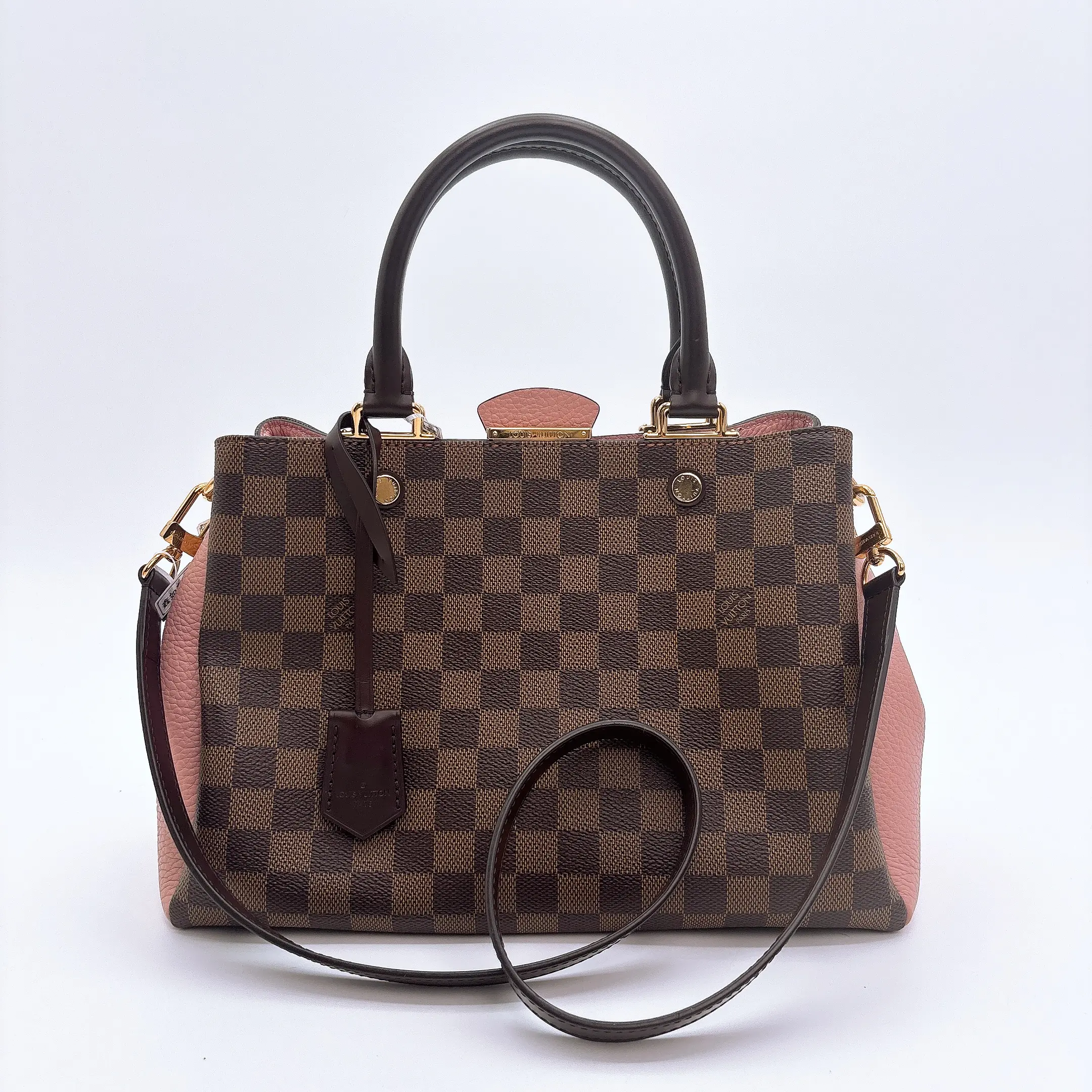 Pre-owned Louis Vuitton canvas Crossbody Bags Damier Ebene Cuir Taurillon Brittany Magnolia