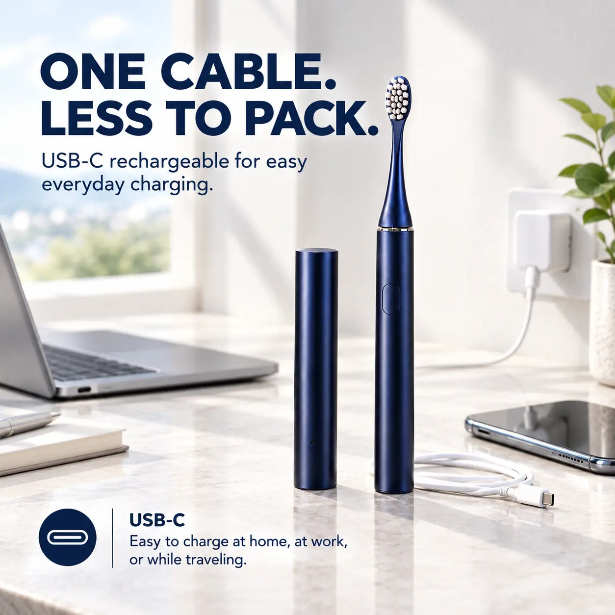 Travel Electric Toothbrush | Compact Portable Sonic Toothbrush for Business Trips, Vacation & Everyday Oral Care