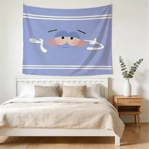 Meme Emoji Tapestry, Funny Awkward Shy Face Wall Hanging, Cute Purple Aesthetic Room Decor for Bedroom Living Room Dorm, Ideal Gift for Meme Lovers Teens Girls Adults