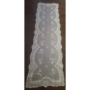 Vintage Embroidery Tulle White Lace Table Runner