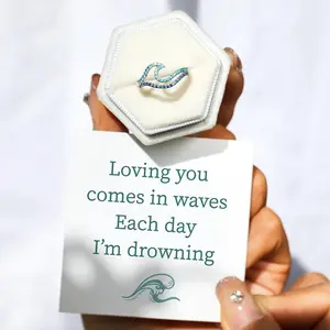 Blue Ocean Wave Ring for Women, Loving You Comes in Waves Ring, Romantic Gift for Her